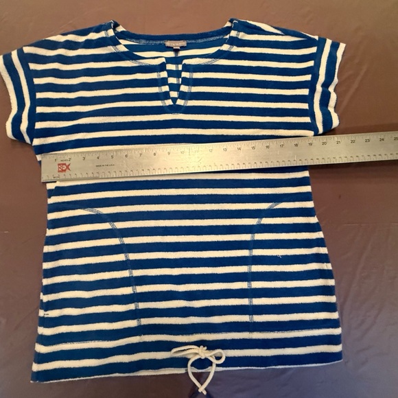 NWOT Talbots Blue/White Striped Short Sleeve Terrycloth Tee Size Small - Picture 8 of 9